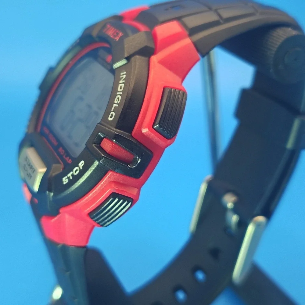 Vintage 2010 Timex Ironman Triathlon 41mm Mens Digital Sports Watch Red 100M WR